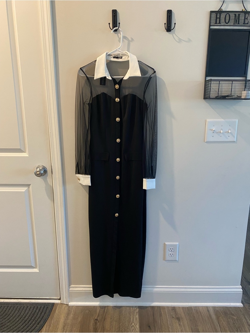 Fashion Nova Black Maxi Dress with White Collar & Cuffs